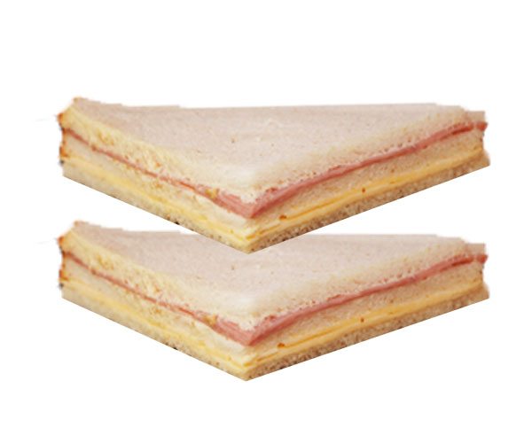 Sándwiches Miga Jamón y Queso (2 Triángulos)